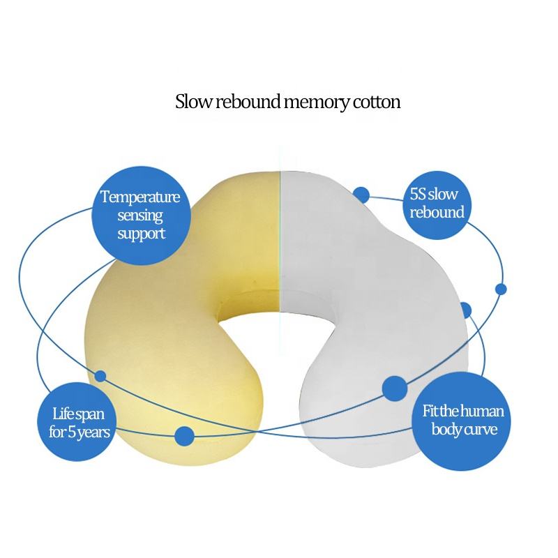 Black U-Shape Travel Neck Pillow – Soft PP Cotton for Cervical Support