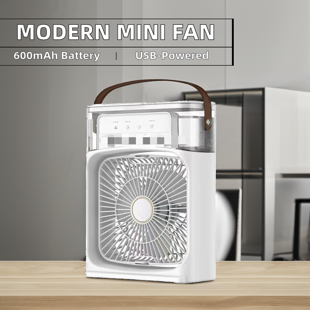 3-in-1 Portable Plastic air Cooler Fan With Color Light Humidifier Water air Cooling Car Outdoor Rv Use Mini Fan