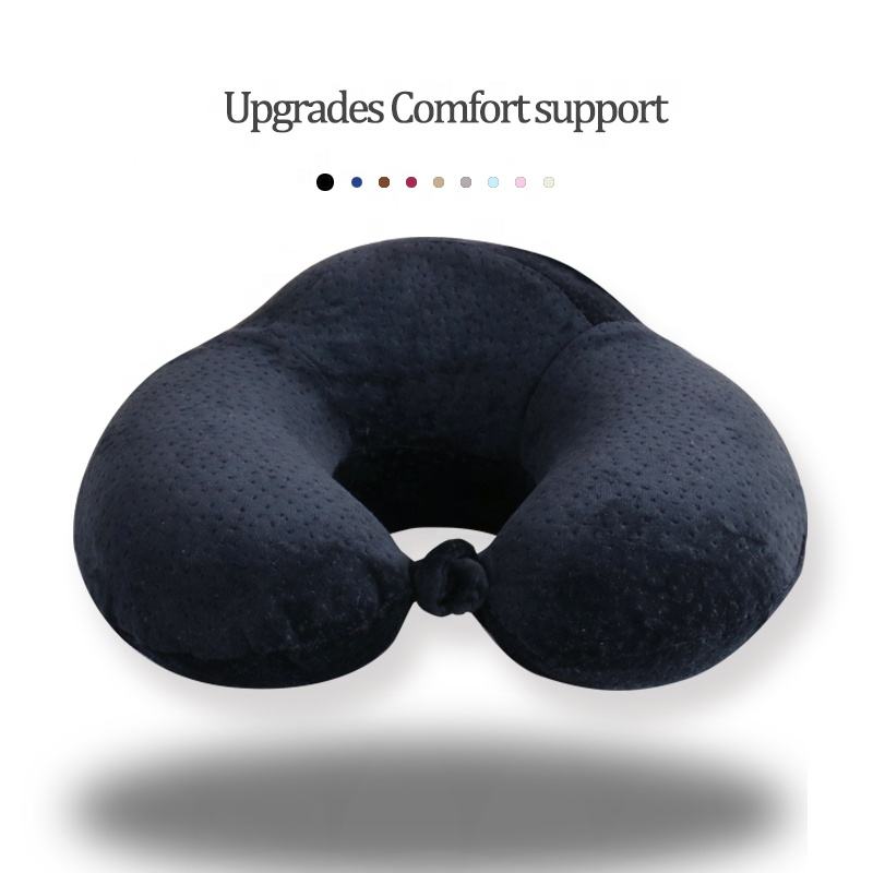 Black U-Shape Travel Neck Pillow – Soft PP Cotton for Cervical Support