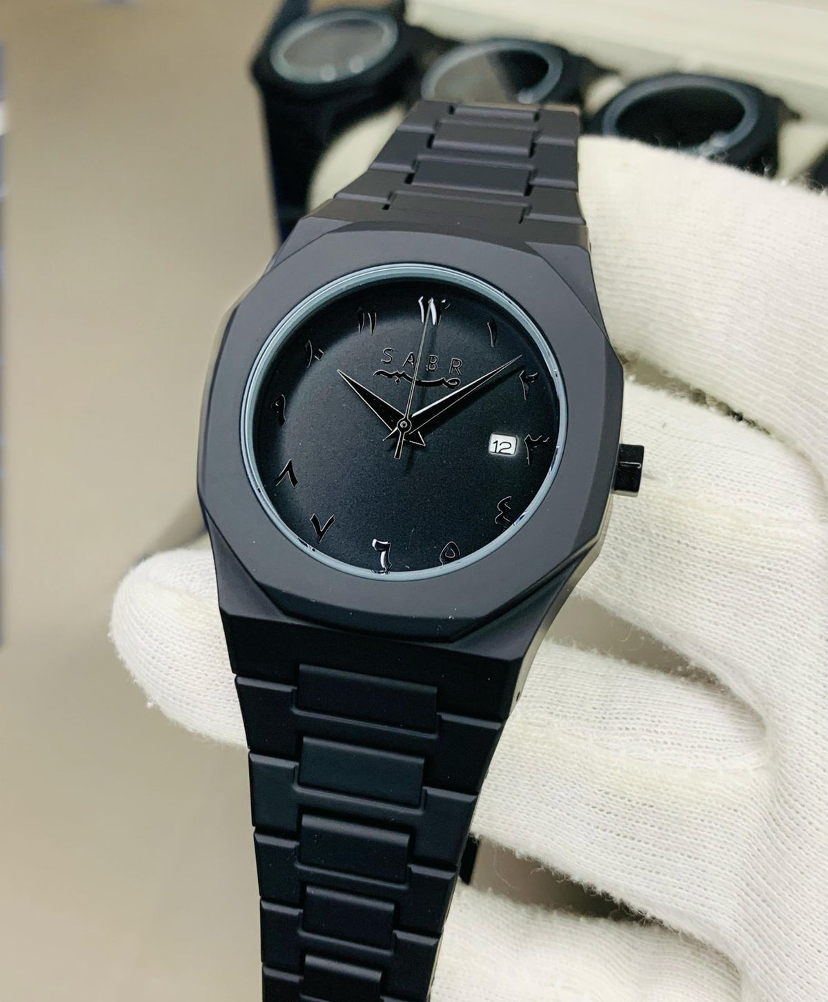 Sabr Aura – Full Black Arabic Dial Watch | Elegant Minimalist Timepiece