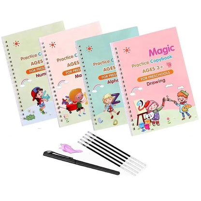 Sank Magic Practice Copy book (4 Books + Magic Pen & 10 Ink Refills)