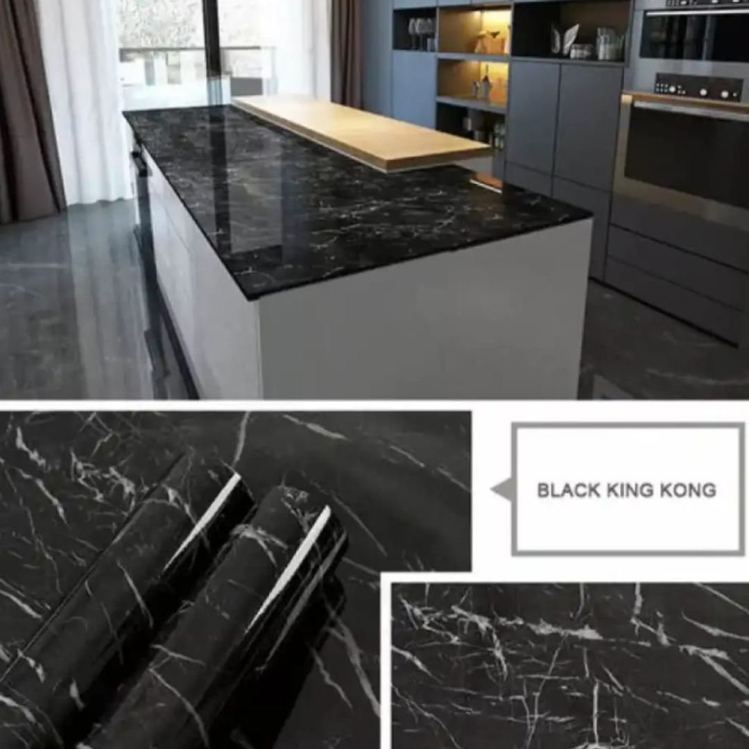 Kitchen Marble Sheet – Black | 6.5 ft × 2 ft (2 Meter Roll)