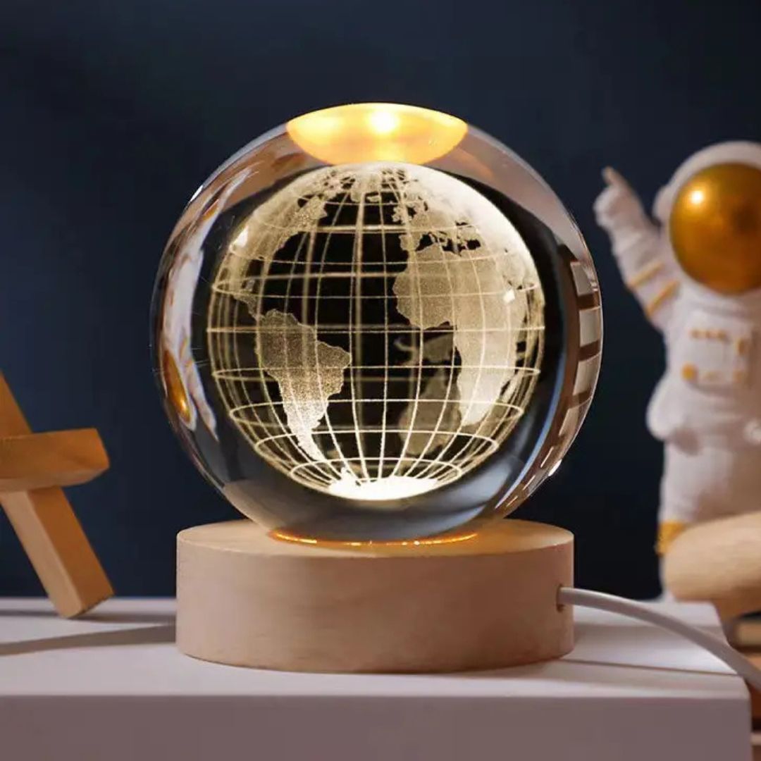 3D Crystal Ball LED Lamp - Globe Design