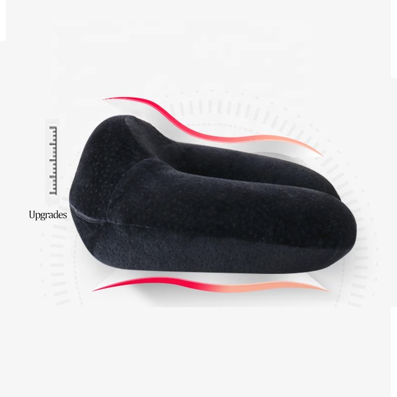 Black U-Shape Travel Neck Pillow – Soft PP Cotton for Cervical Support
