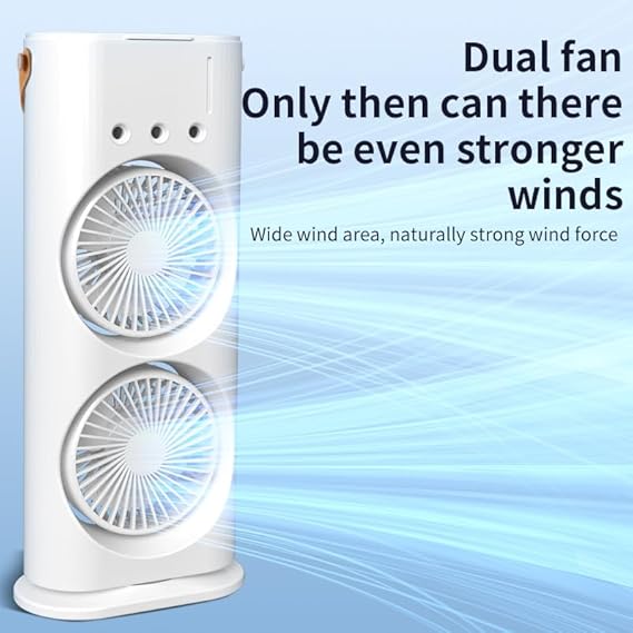 Portable Mini Double Fan Air Cooler With Mist Humidifier
